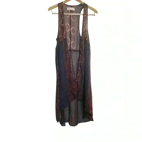 Abercrombie & Fitch Sleeveless Sheer Duster Overlay Boho Chic Fairy Grunge OS - Picture 1 of 9